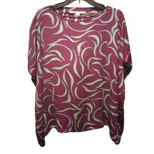 Diane von Furstenberg Pancho Batwing Top Size Small SP Purple Turquoise EUC